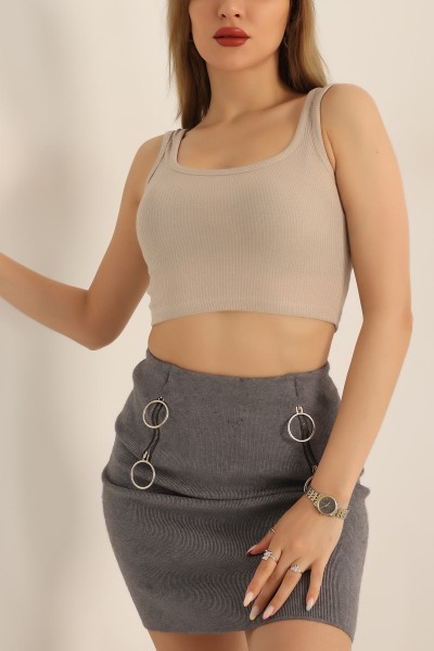 Taş Likralı Fitilli Crop Atlet 182497