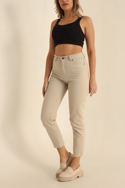 Taş Likralı Mom Bayan Kot Pantolon 222986