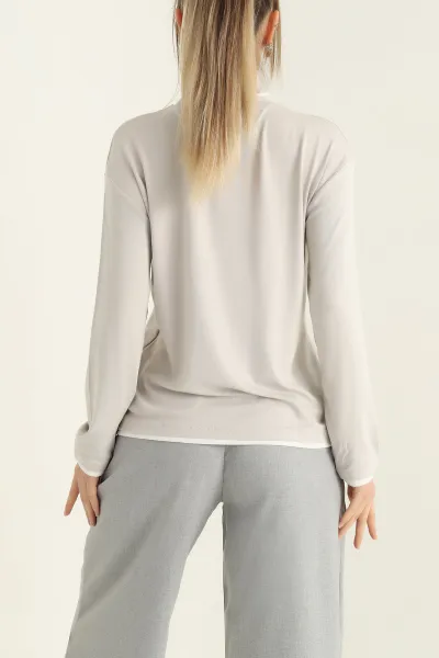 Taş Modal Bisiklet Yaka Likralı Bayan Sweat 318268