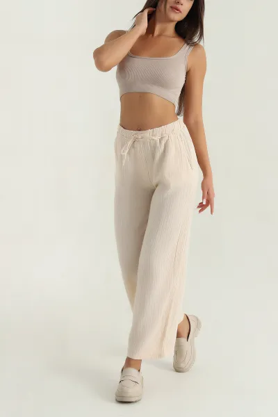 Taş Müslin Keten Kadın Pantolon 381370