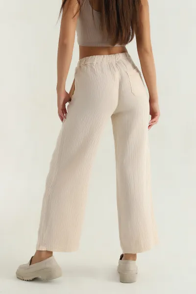 Taş Müslin Keten Kadın Pantolon 381370