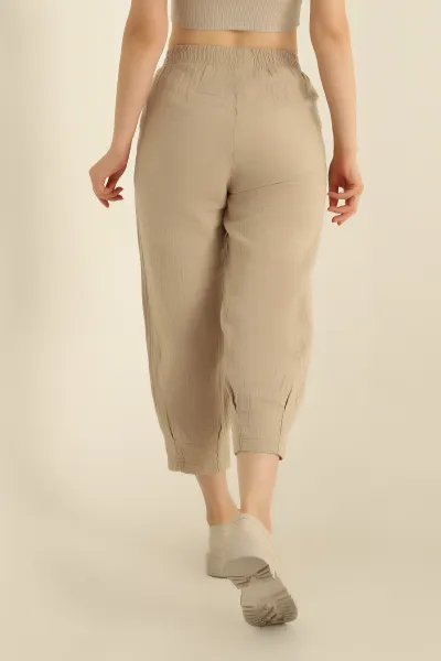 Taş Müslin Keten Paça Pensli Şalvar Pantolon 279838