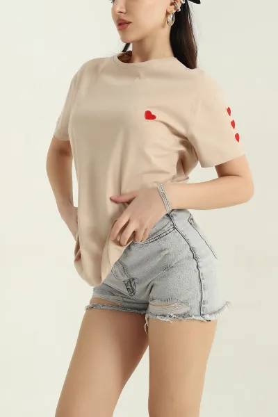 Taş Nakış Detay Süprem Kadın Tişört 354495