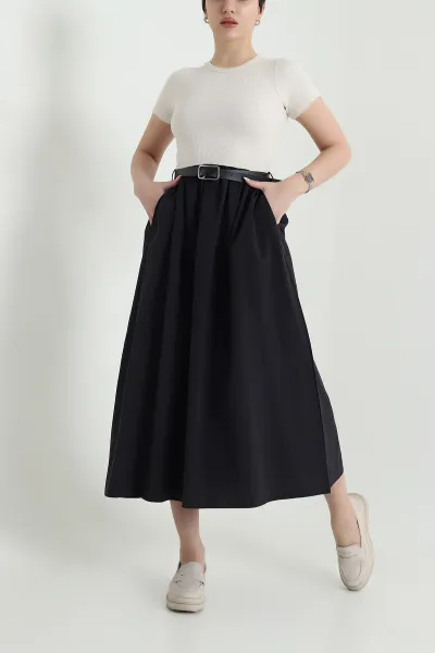 Taş Ottoman Garnili Poplin Kadın Elbise 448302