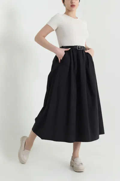 Taş Ottoman Garnili Poplin Kadın Elbise 448302