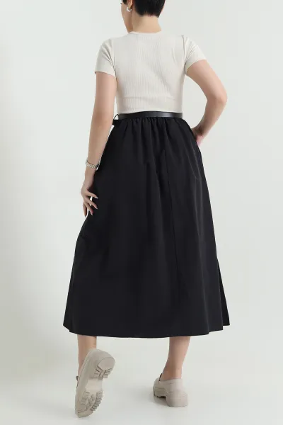 Taş Ottoman Garnili Poplin Kadın Elbise 448302