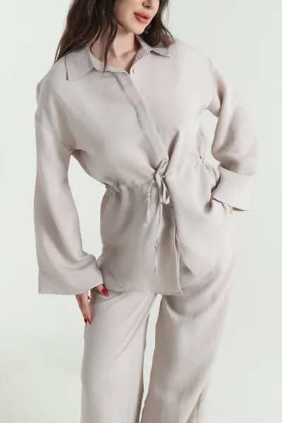 Taş Oversize Çizgili Kadın İkili Takım 444295