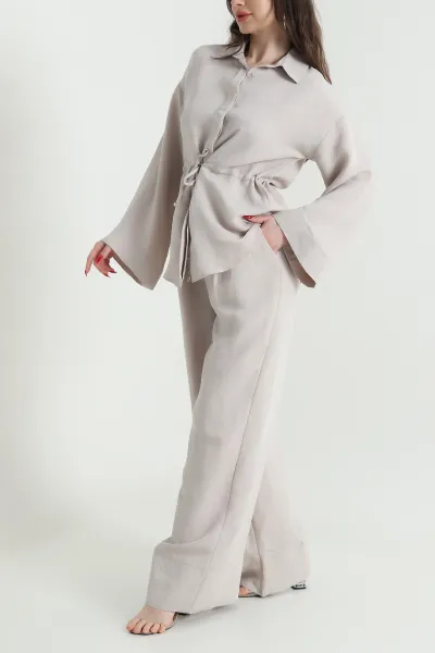 Taş Oversize Çizgili Kadın İkili Takım 444295