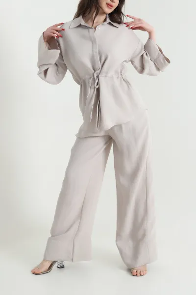 Taş Oversize Çizgili Kadın İkili Takım 444295