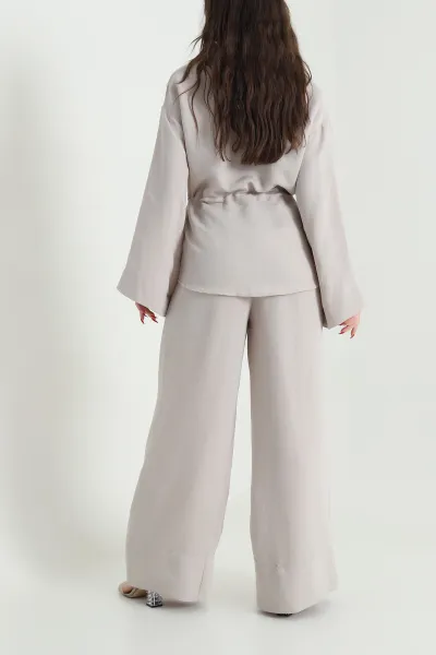 Taş Oversize Çizgili Kadın İkili Takım 444295