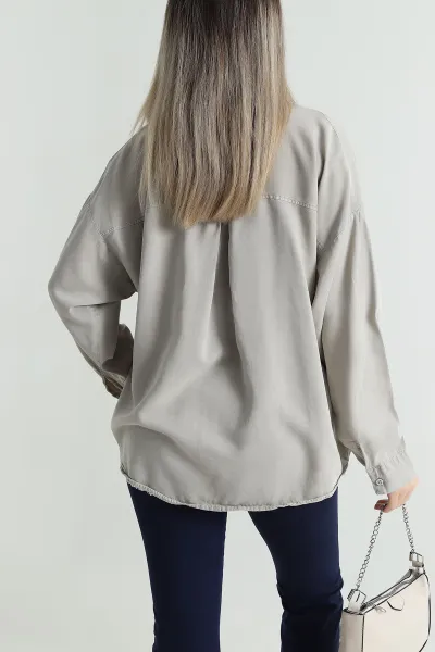 Taş Oversize Tensel Kadın Gömlek 492650
