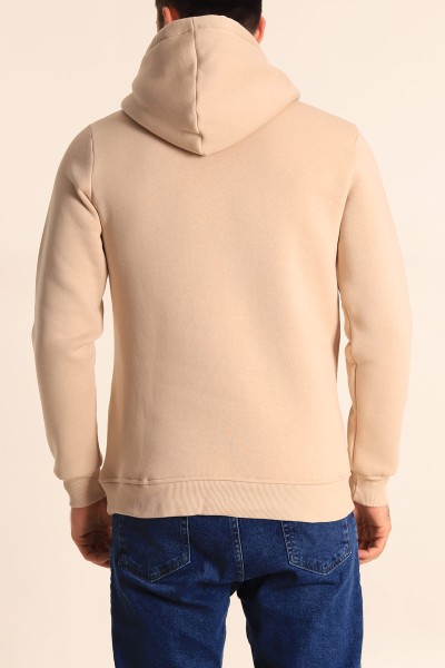 Taş Oversize Üç İp Şardonlu Basic Kapüşonlu Erkek Sweatshirt 222533