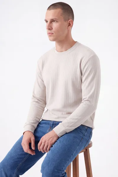 Taş Oysho Kumaş Çizgili Erkek Sweatshirt 482842
