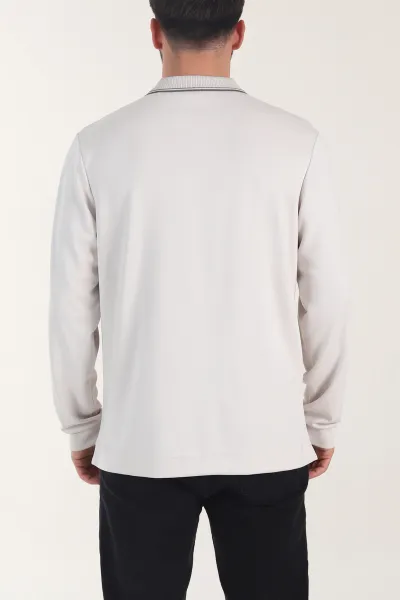 Taş Oysho Kumaş Polo Yaka Çıt Çıtlı Erkek Sweatshirt 406052