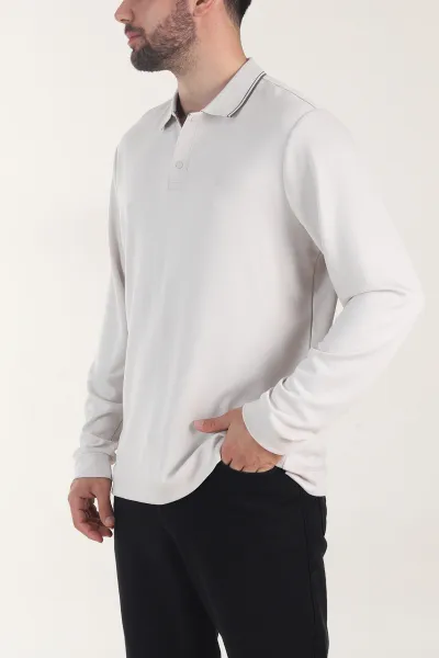 Taş Oysho Kumaş Polo Yaka Çıt Çıtlı Erkek Sweatshirt 406052