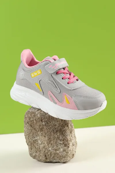 Taş Pembe (31-35 Filet) Baskılı Kalın Taban Cırtlı Kız Çocuk Spor Ayakkabı 228009