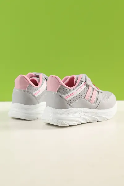 Taş Pembe (31-35 Filet) Çizgili Kalın Taban Cırtlı Kız Çocuk Spor Ayakkabı 227998