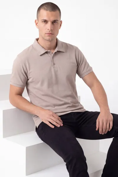 Taş Polo Yaka Düğme Detaylı Erkek Tişört 462258