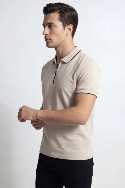 Taş Polo Yaka Yarım Fermuarlı Erkek Tişört 435380