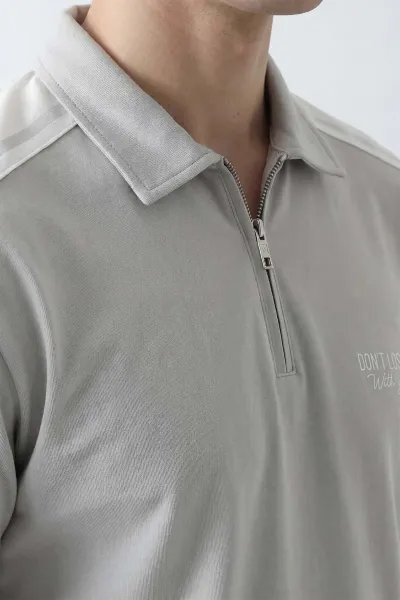 Taş Polo Yaka Yarım Fermuarlı Erkek Tişört 452018