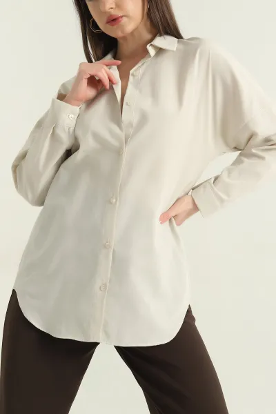 Taş Poplin Kumaş Kadın Gömlek Tunik 355806