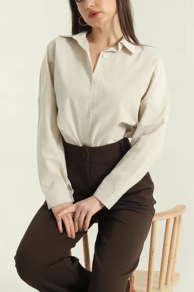 Taş Poplin Kumaş Kadın Gömlek Tunik 355806