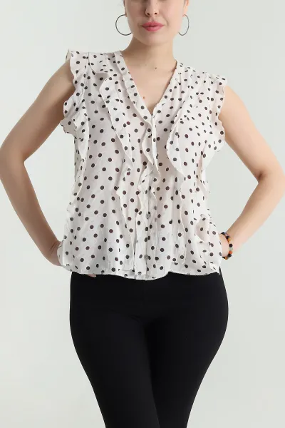 Taş Puantiyeli Tencel Kadın Bluz 473801