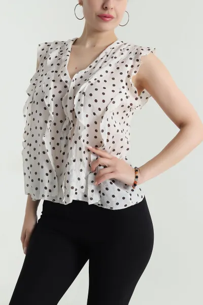 Taş Puantiyeli Tencel Kadın Bluz 473801