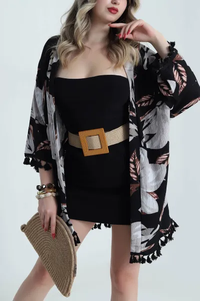 Taş Püsküllü Bürümcük Kadın Kimono 481659