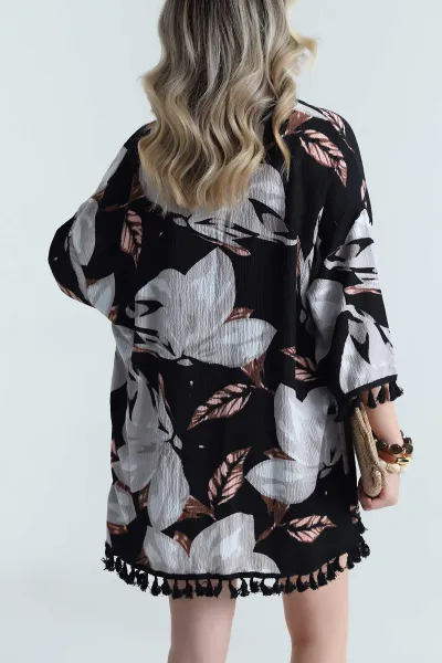 Taş Püsküllü Bürümcük Kadın Kimono 481659