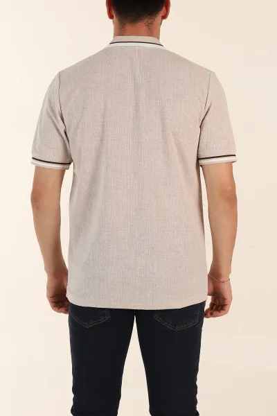 Taş Regular Fit Dokulu Fermuarlı Polo Yaka Erkek Triko Tişört 370060