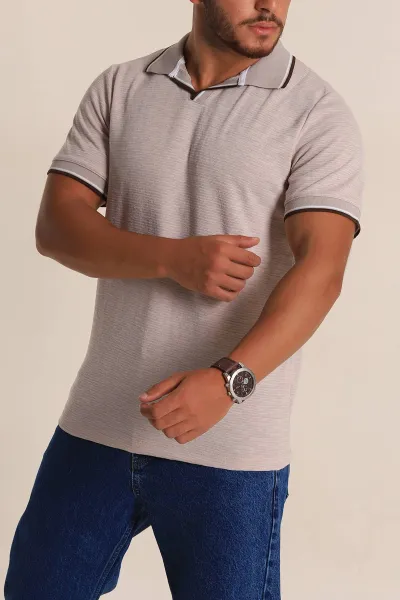 Taş Regular Fit Dokulu Polo Yaka Erkek Tişört 277066