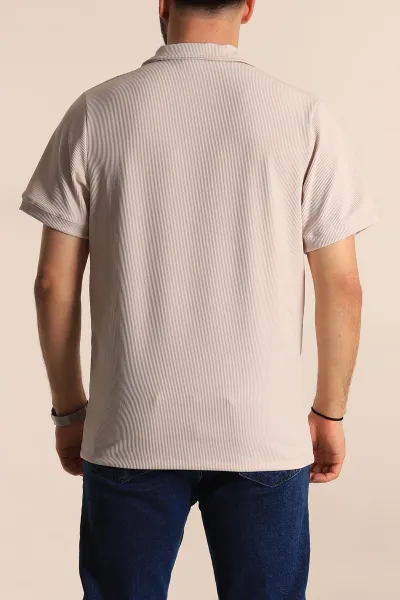 Taş Regular Fit Fitilli Doku Patlı Polo Yaka Erkek Tişört 270582