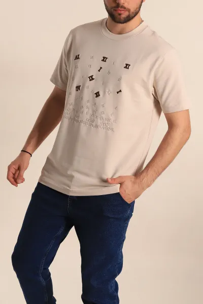 Taş Regular Fit Nakış Yazı Detaylı Erkek Tişört 270632
