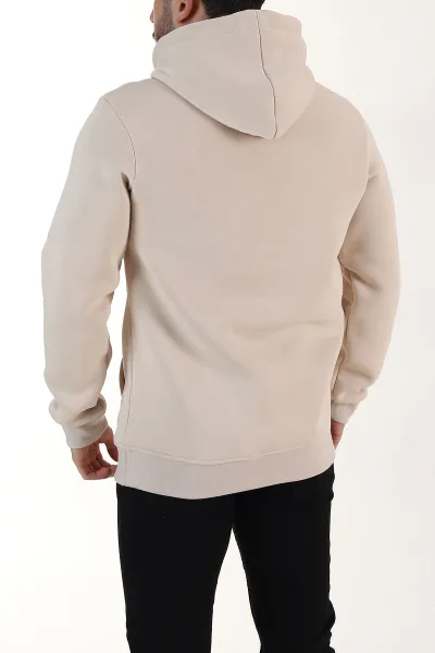 Taş Oversize Üç İp Şardonlu Erkek Basic Kapüşonlu Sweatshirt 400536