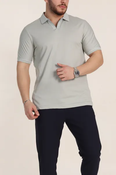 Taş Regular Fit V Patlı Polo Yaka Erkek Tişört 349813