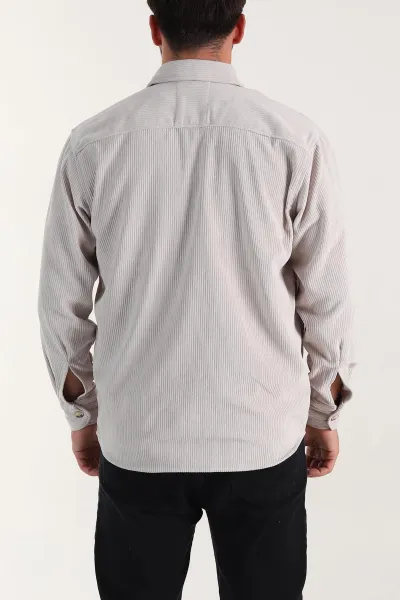Taş Relaxed Fit Cep Detaylı Kalın Fitilli Kadife Erkek Gömlek 397933