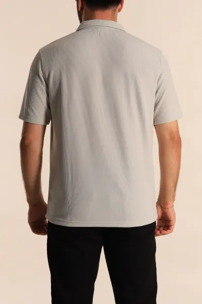 Taş Relaxed Fit Fermuarlı Polo Yaka Erkek Tişört 279204
