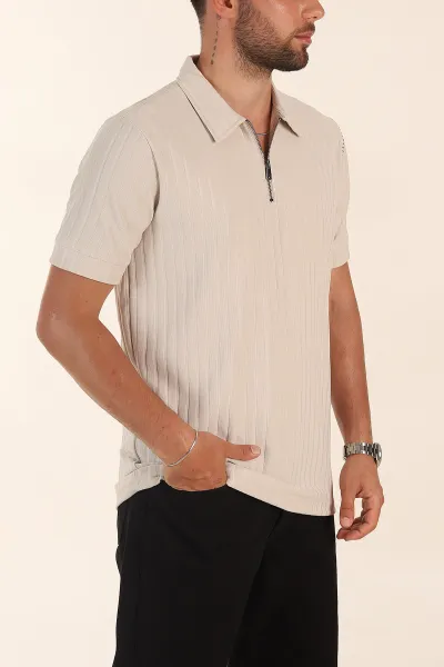 tas-relaxed-fit-fitilli-doku-fermuarli-polo-yaka-erkek-tisort-373055