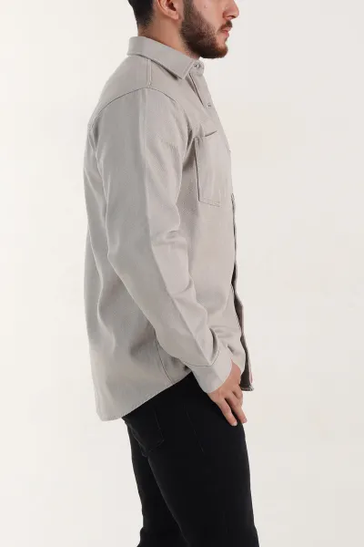 Taş Relaxed Fit Gabardin Çift Cepli Yıkamalı  Erkek Gömlek 397975