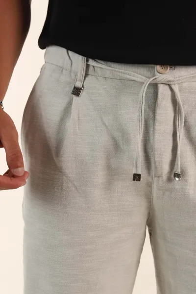 Taş Relaxed Fit Keten Bel Lastikli Erkek Jogger Pantolon 380884