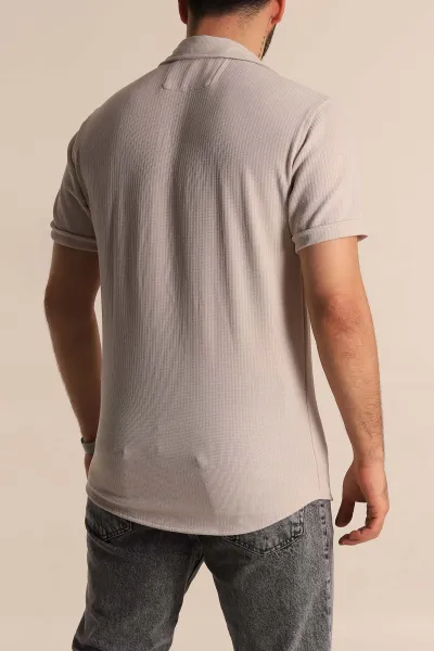 Taş Relaxed Fit Örme Duble Kısa Kollu Erkek Gömlek 275342