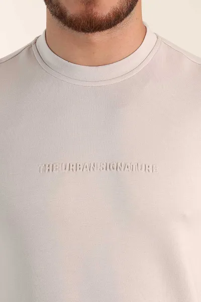 Taş Relaxed Fit Oysho Kumaş Kabartma Yazılı Erkek Sweatshirt 393295
