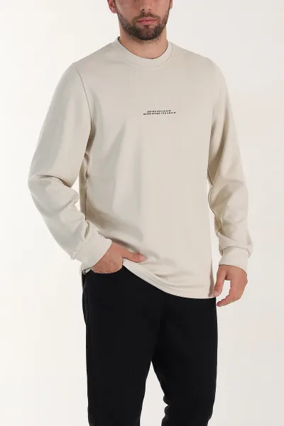 Taş Relaxed Fit Oysho Kumaş Kabartma Yazılı Erkek Sweatshirt 399532