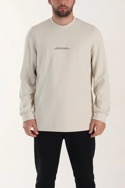 Taş Relaxed Fit Oysho Kumaş Kabartma Yazılı Erkek Sweatshirt 399532