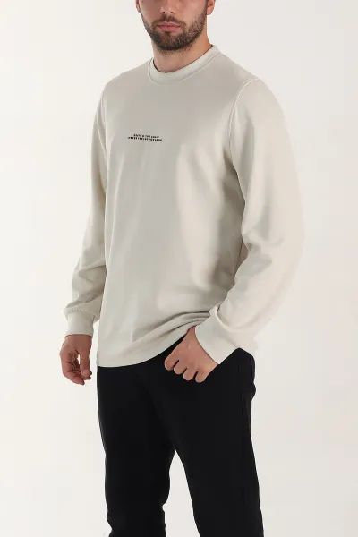 Taş Relaxed Fit Oysho Kumaş Kabartma Yazılı Erkek Sweatshirt 399532