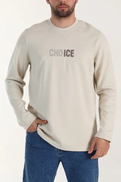 Taş Relaxed Fit Oysho Kumaş Nakışlı Yazı Detay Erkek Sweatshirt 399391