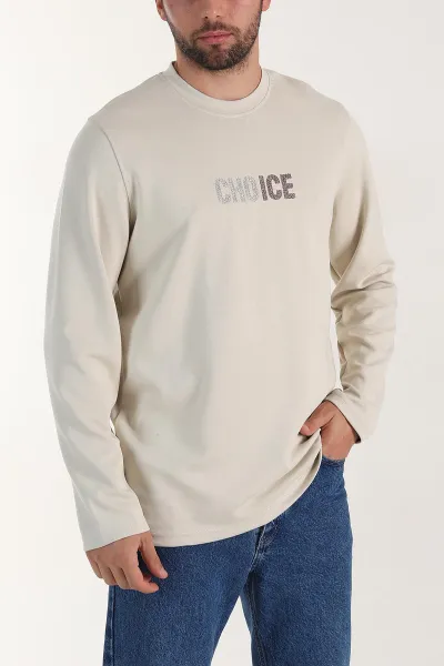 Taş Relaxed Fit Oysho Kumaş Nakışlı Yazı Detay Erkek Sweatshirt 399391