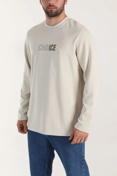 Taş Relaxed Fit Oysho Kumaş Nakışlı Yazı Detay Erkek Sweatshirt 399391