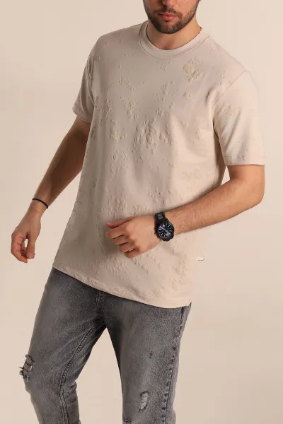 Taş Relaxed Fit Sprey Baskılı Erkek Tişört 268121